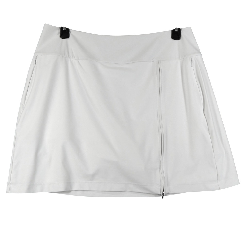 Kinona Skort Women XL White Zipper Detail Italian Fabric Golf Tennis